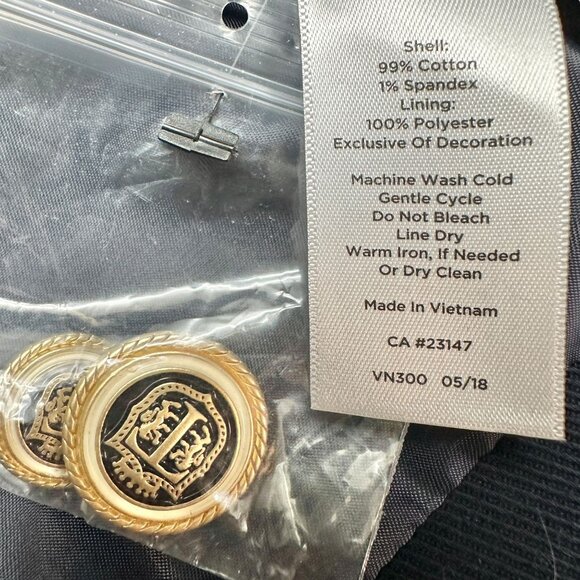 Talbots Classic Jacket Womens Size 10 Navy Red Accents Button-Front Cotton Blend - Picture 7 of 9